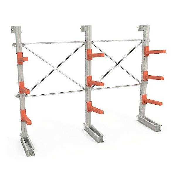 Складской консольный односторонний стеллаж для склада 2500x3000x750 (9 консолей)