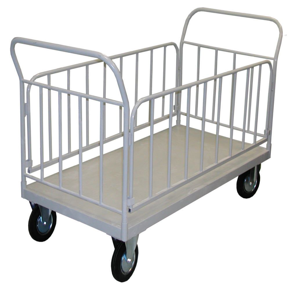 Тележка межкорпусная для перевозки медицинских грузов с двумя ручками и съемными боковыми ограждениями МСК-536.160
