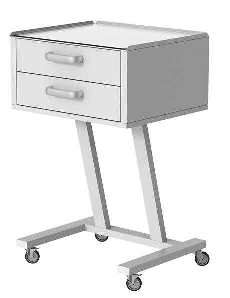 Столик манипуляционный для стоматолога СМ547-02-«МСК» передвижной металлический, на колесах, с двумя выдвижными ящиками (код МСК-547-02)