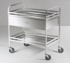 Столик манипуляционный передвижной метал., с бортиками, с двумя полками и выдвижным ящиком (полки- нержавеющая сталь, имп.колеса) МСК-549-01