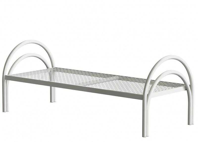 Кровать общебольничная КФ0-01-МСК (круглые спинки, сварная сетка, ложе - П-образный профиль) (код МСК-124)