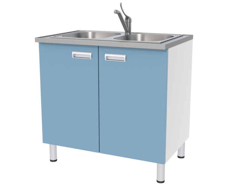 Стол лабораторный с мойкой и дверками СЛ-03-«МСК» (код СЛ-03-217)