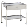 Столик манипуляционный передвижной из нержавеющей стали, с двумя полками и выдвижным ящиком (имп.колеса) МСК-5548
